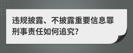 违规披露、不披露重要信息罪刑事责任如何追究?