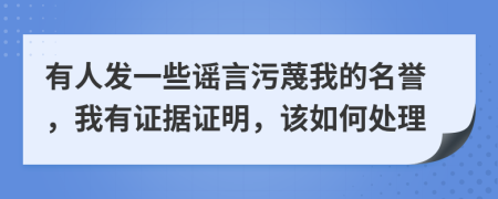 有人发一些谣言污蔑我的名誉，我有证据证明，该如何处理