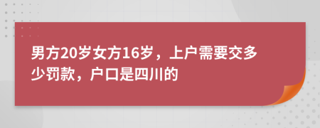 男方20岁女方16岁，上户需要交多少罚款，户口是四川的