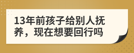 13年前孩子给别人抚养，现在想要回行吗