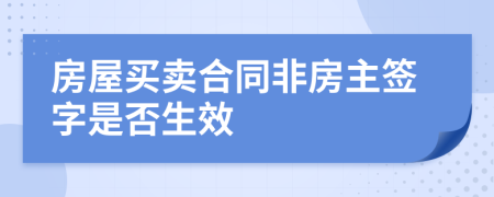 房屋买卖合同非房主签字是否生效