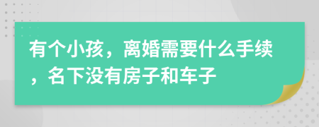 有个小孩，离婚需要什么手续，名下没有房子和车子