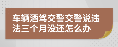 车辆酒驾交警交警说违法三个月没还怎么办