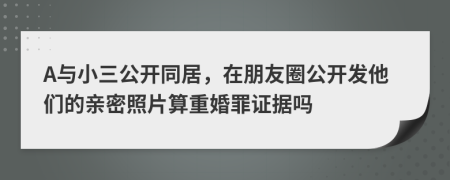 A与小三公开同居，在朋友圈公开发他们的亲密照片算重婚罪证据吗