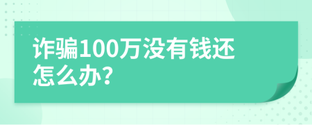 诈骗100万没有钱还怎么办？