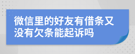 微信里的好友有借条又没有欠条能起诉吗