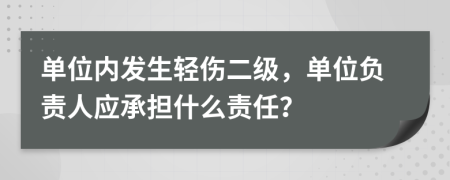 单位内发生轻伤二级，单位负责人应承担什么责任？