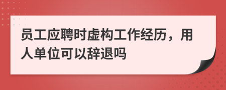 员工应聘时虚构工作经历，用人单位可以辞退吗