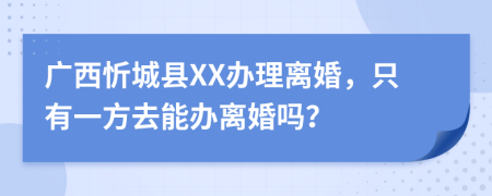 广西忻城县XX办理离婚，只有一方去能办离婚吗？