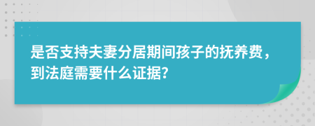 是否支持夫妻分居期间孩子的抚养费，到法庭需要什么证据？