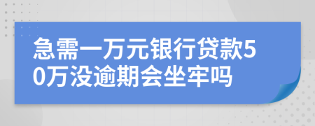 急需一万元银行贷款50万没逾期会坐牢吗