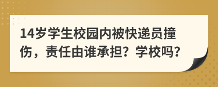 14岁学生校园内被快递员撞伤，责任由谁承担？学校吗？