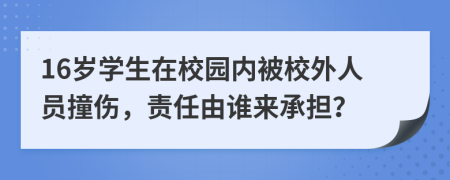 16岁学生在校园内被校外人员撞伤，责任由谁来承担？