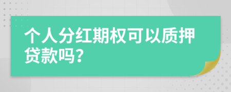 个人分红期权可以质押贷款吗？