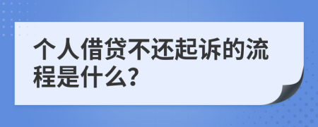 个人借贷不还起诉的流程是什么？