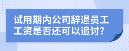 试用期内公司辞退员工工资是否还可以追讨？