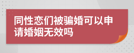 同性恋们被骗婚可以申请婚姻无效吗