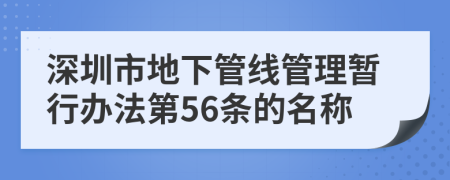 深圳市地下管线管理暂行办法第56条的名称