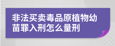 非法买卖毒品原植物幼苗罪入刑怎么量刑