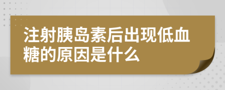 注射胰岛素后出现低血糖的原因是什么