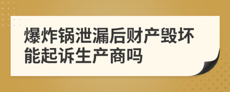 爆炸锅泄漏后财产毁坏能起诉生产商吗