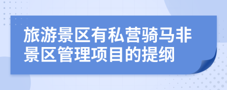 旅游景区有私营骑马非景区管理项目的提纲