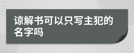 谅解书可以只写主犯的名字吗