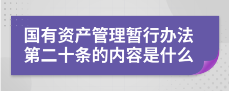 国有资产管理暂行办法第二十条的内容是什么