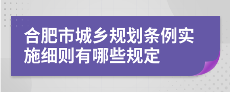 合肥市城乡规划条例实施细则有哪些规定