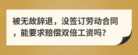 被无故辞退，没签订劳动合同，能要求赔偿双倍工资吗？