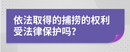 依法取得的捕捞的权利受法律保护吗？