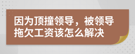 因为顶撞领导，被领导拖欠工资该怎么解决