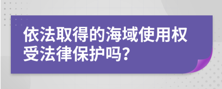 依法取得的海域使用权受法律保护吗？