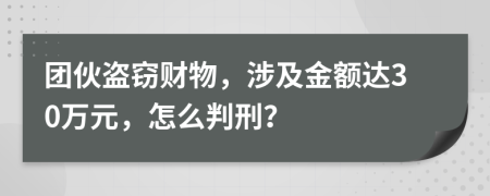团伙盗窃财物，涉及金额达30万元，怎么判刑？