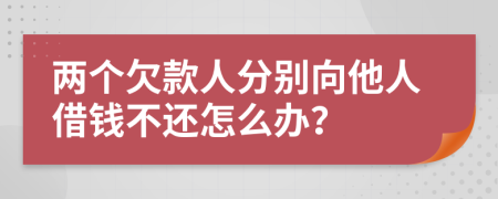 两个欠款人分别向他人借钱不还怎么办？