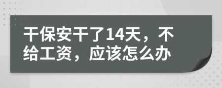 干保安干了14天，不给工资，应该怎么办