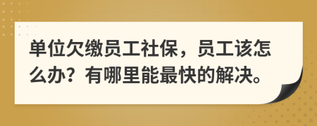 单位欠缴员工社保，员工该怎么办？有哪里能最快的解决。