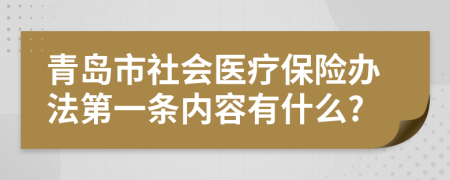 青岛市社会医疗保险办法第一条内容有什么?