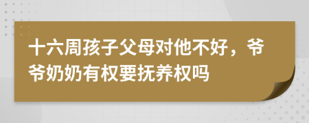 十六周孩子父母对他不好，爷爷奶奶有权要抚养权吗