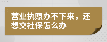 营业执照办不下来，还想交社保怎么办