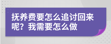 抚养费要怎么追讨回来呢？我需要怎么做