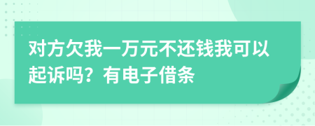 对方欠我一万元不还钱我可以起诉吗？有电子借条