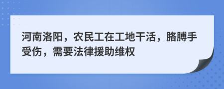 河南洛阳，农民工在工地干活，胳膊手受伤，需要法律援助维权