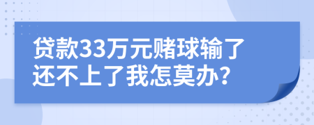 贷款33万元赌球输了还不上了我怎莫办？