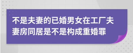 不是夫妻的已婚男女在工厂夫妻房同居是不是构成重婚罪