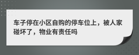车子停在小区自购的停车位上，被人家碰坏了，物业有责任吗
