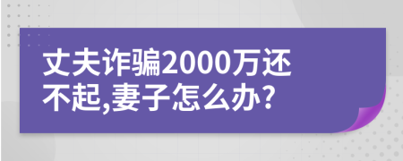 丈夫诈骗2000万还不起,妻子怎么办?