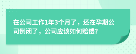 在公司工作1年3个月了，还在孕期公司倒闭了，公司应该如何赔偿？