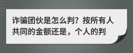 诈骗团伙是怎么判？按所有人共同的金额还是，个人的判