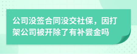 公司没签合同没交社保，因打架公司被开除了有补尝金吗